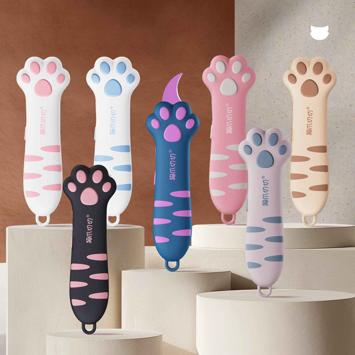Meowkit ausfahrbare Katzenpfote-Boxmesser – Sicherer Ein-Knopf-Schieber