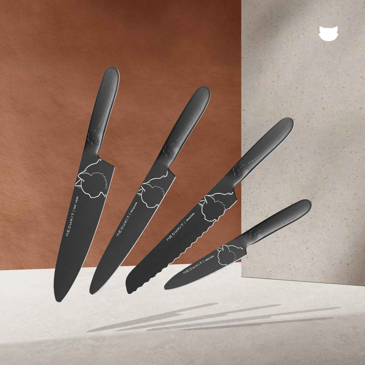 Meowkit Eclipse Series Titanium-Coated 4-Piece Knife Set